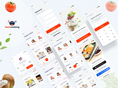 Social application for food lovers UI kit design illustration landing page ui ux web tamplate