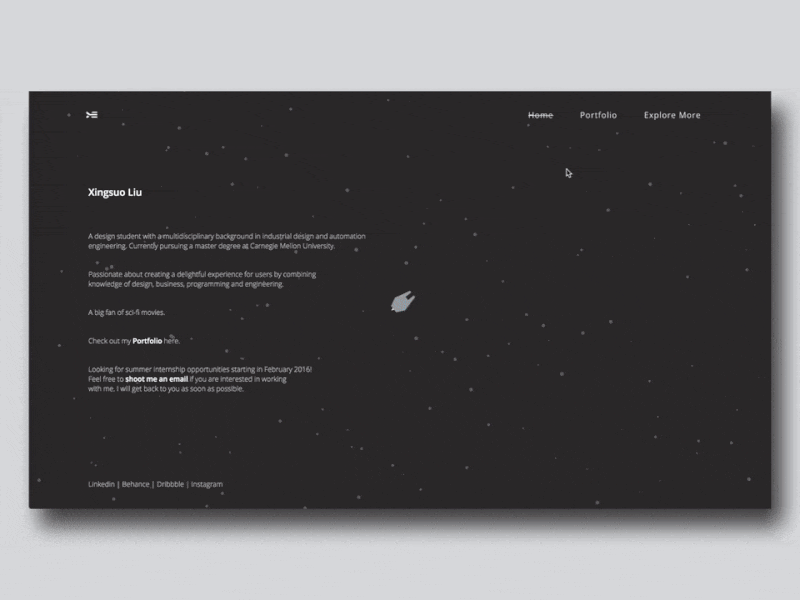 Personal Site Design star personal site motion effect interaction website
