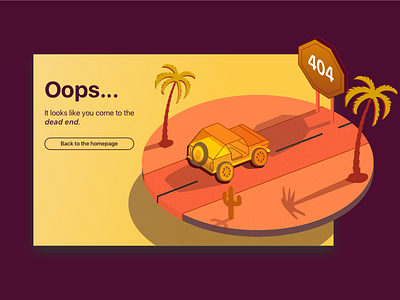 Daily Design Challenge #008 - 404 Page 404 california dailyui graphic illustration palm ui ux web