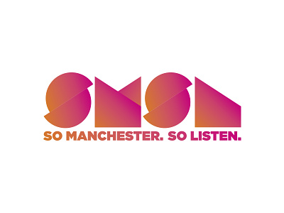 Logo idea 2 for a popular Manchester radio station block branding bright commercial gradient lettering listen logo manchester radio typography