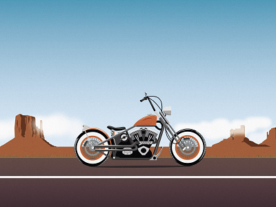 Desert Cruier america chopper cruiser desert harley illustration motorbike motorcycle open road retro road