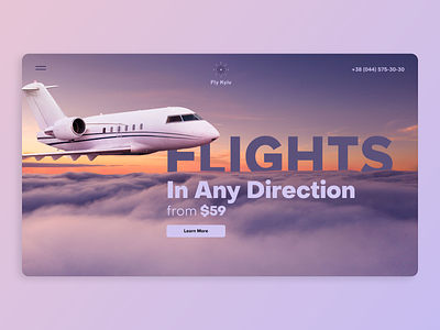 Parallax First Screen for Small Aviation Company airbus airline airline website aviation boeing bombardier cessna design illustration landing landing page logo low cost carier parallax promo page ui ux web design