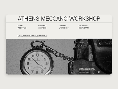 Hero Screen for Vintage Watch Shop&Workshop design landing landing page typography ui ux vintage watch landing page web design