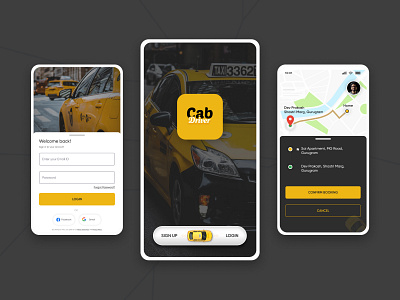 Cab Driver App ui ux vector