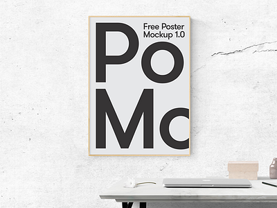 Poster Scene Free Mockup artwork concrete design desk free mac minimal mockup office poster style