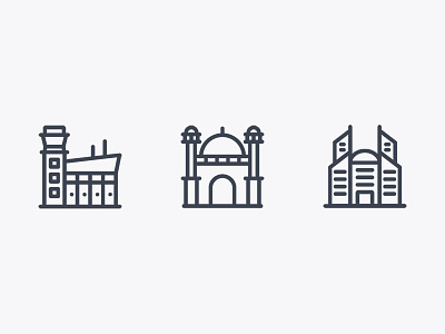 Buildings V1 airport buildings icons mosque skyscraper