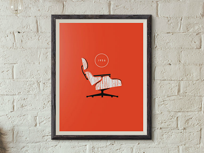 Mid-Century Eames Chair Poster chair eames flat illustration lounge mid century mid century modern poster retro