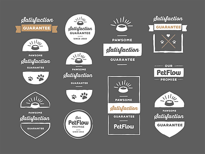 Satisfaction Guarantee Graphics badges branding cats dogs ecommerce graphics guarantee illustration petflow pets satisfaction