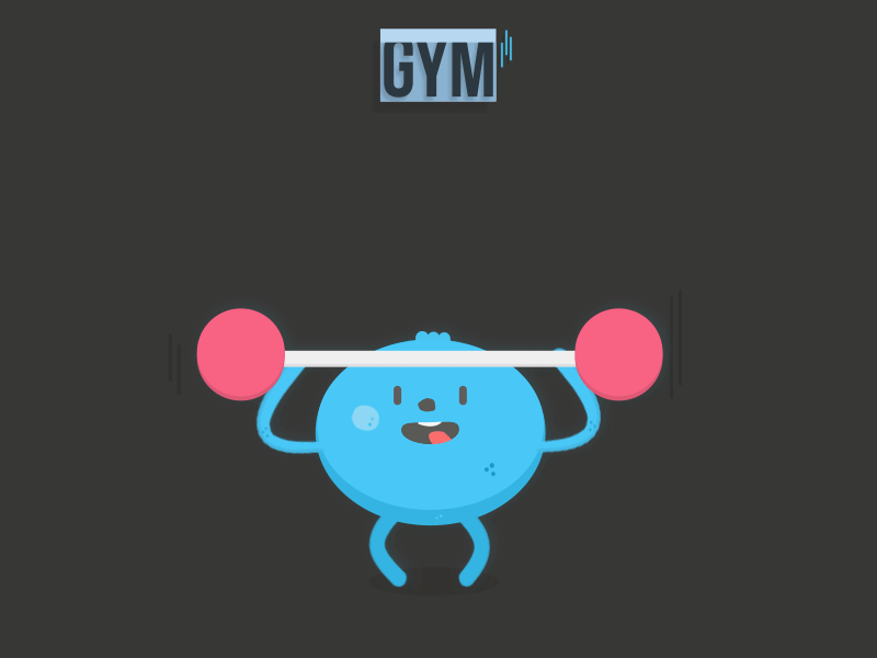 Gym Animation aftereffects animacao animation blue character design fitness gym monster motion personagem rigging