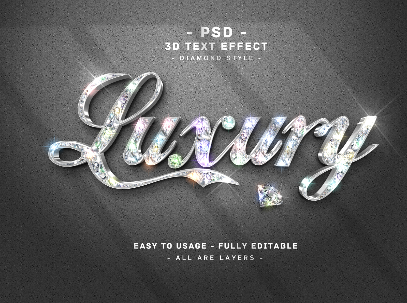 3d luxury diamond text effect by Nurianti Design on Dribbble