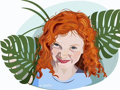 Funny girl adobe illustrator portrait redgirl smile