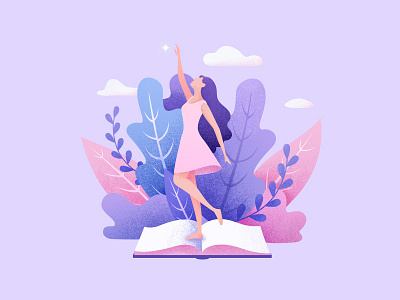 Reaching the Star book grow illustration learning vector woman