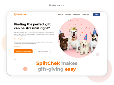 Splitchek UI/UX for social gift-giving platform