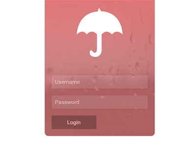 Umbrella Login Panel login panel password rain raindrop username