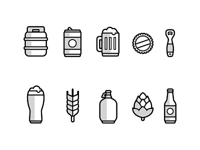 Beer Icons beer bottle glass hops wheat