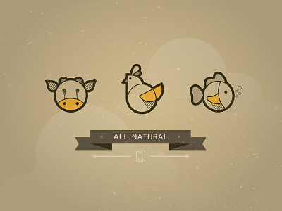 All Natural Icons banner chicken cow fish icon icons illustration illustrator made true restaurant vector