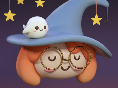 Witch & ghost 3d 3d character 3dart art character cinema4d graphic design lowpoly lowpoly art