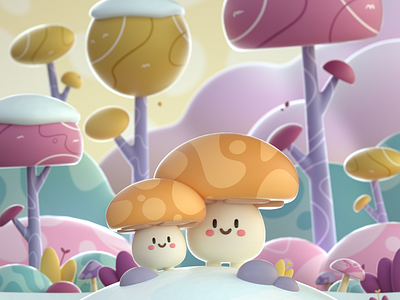 Mushrooms Forest 3d 3d character 3d illustration 3dart art character cinema4d colorful design graphic design illustration