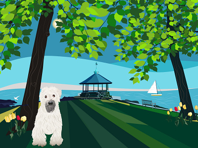 Dog Days Of Summer - Larchmont Manor Park art digital illustration dog illustration dribbble illustration illustrator park vector