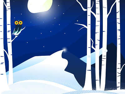 winter blues - isolation digital illustration illustration illustrator moon moonillustration owl snowyowl winter