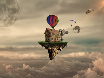 Flying House Manipulation advertising art artist artwork branding clean creative creative art creative manipulation creativity design designer editing flying house manipulation graphic design illustration manipulation manipulator photo editing photo manipulation