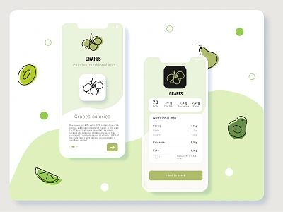 Fruit Line Icons for Calories Counting App app black branding color design fruits graphic design illustration lineart logo mockup ui