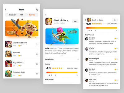 APP Store Conceptual Design app bar coc comment design download game market score shop store ue ui