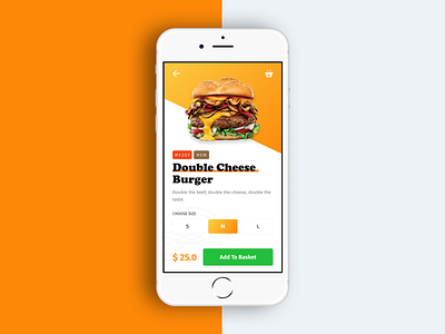 Burger Details Mobile UI app design basket burger cart checkout details gradient green iphone orange order product resturant sandwich tags ui uidesign