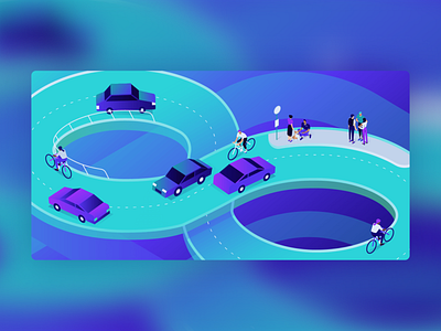Illustration for Kinsta's blog article about too many redirects adobe branding car character city design environment graphic design illustration illustrator nature people road vector
