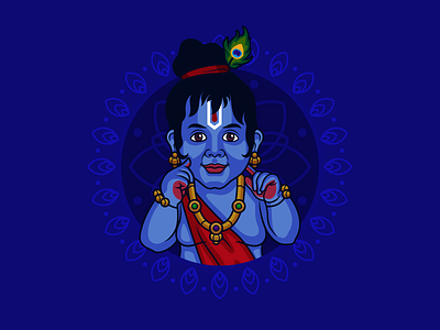 Little Krishna art avatar divine festival god illustration india janamashtmi krishna sketch vector