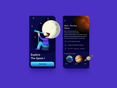 Explore The Space android app design design illustrations mobile app nasa planets sketchapp ui ux universe