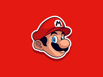 Mario Sticker cute flat vector illustration mario quickdraw red sketch sticker stickermule video game