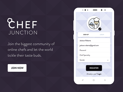 Chef Junction App app design chef design food app form design illustration tastebuds technology ui ux