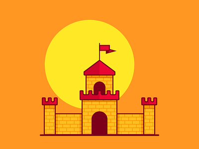 King's Castle at Day castle flag flat game iconography illustrations royal ui vector
