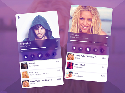 Let's The Music Play! design enrique mobile app music new ui purple shakira ui ux web