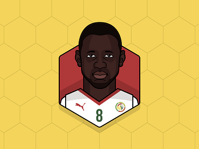 Cheikhou Kouyate - Senegal art digital avatar drawing dribbble fifa world cup football goal sketch app