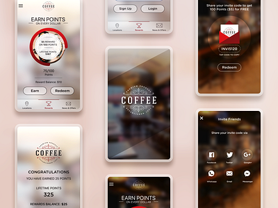 Coffee App UI android appdesign foodapp loyaltyapp mobiledesign newpost sketch app uid uidesign
