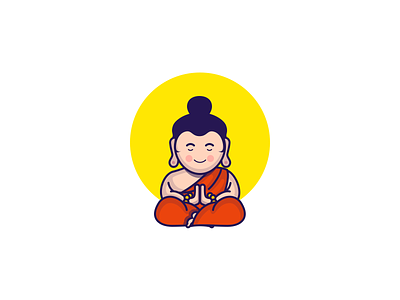 Buddham Sharnam Gachchami buddha buddhism drawing flat design icon illustration japan orange sketch app sun