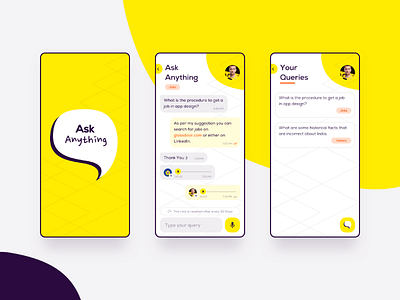Ask Anything App chat app creative design ios android mobile app product design quora sketch app ui design yellow