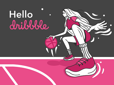 Hello dribbble creative dribbble first girl illustration shot sport