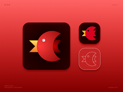 B / R D bird bright color exploration gradient icon illustration logo metaphor mobile red sketch