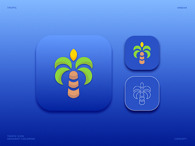 Tropic blue bright color exploration gradient icon illustration logo mobile sea sketch tropical