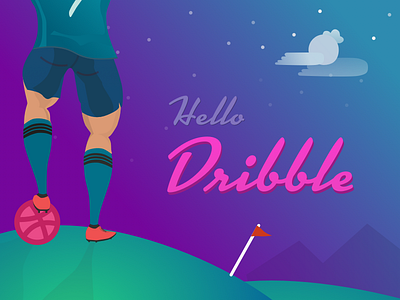 Hello Dribbble - A tribute to CR7 debut first shot football hello illustration ronaldo