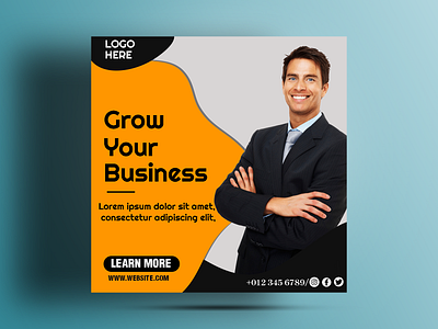 Grow your business-post design banner branding business design facebook cover graphic design post social media design