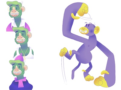 Three monkeys, one ape animation branding design graphic design illustration logo procreate ui ux vector