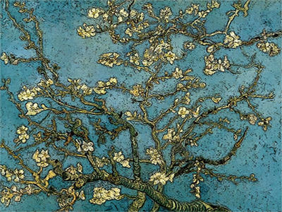 Blossomingalmondtreegrunge blossoming almond tree grunge grunge van gogh