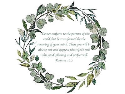 Romans 12:2 gods will green wreath romans 12:2