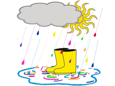 Rain Boots clouds colorful rain rain boots sunshower