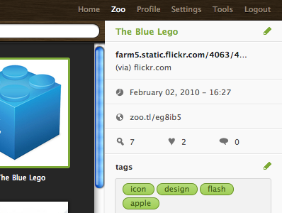 Zootool stats brown green icons interface stats wood