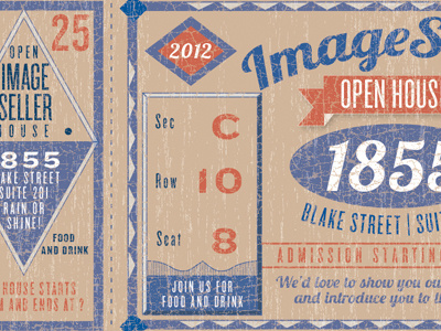 Faux Baseball ticket design distressed invitation vintage